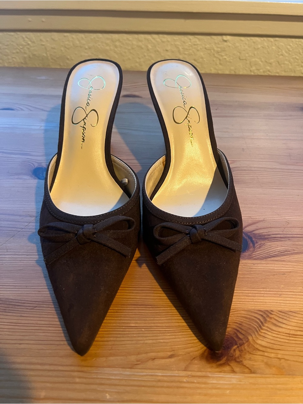 Jessica Simpson Black Pointed-Toe Bow Slip-On Sandals